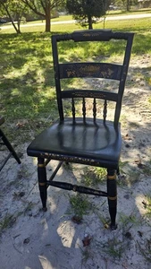Vintage Nichols & Stone Hitchcock Style Autumn Pattern Stenciled Dining Chair - Picture 1 of 8