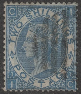 SG118 1867 2 Two Shillings Dull Blue PL1 IC Type J27 WM Spray Fine used. - Picture 1 of 2