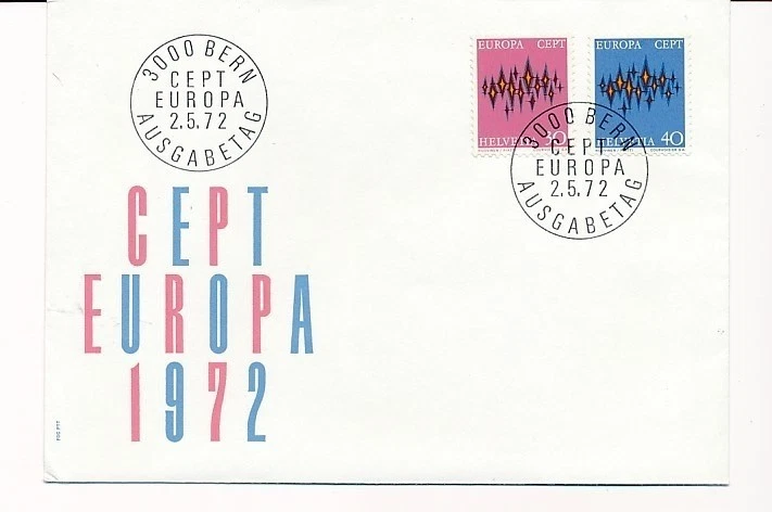 D90055 Europa CEPT 1972 Sparkles FDC Switzerland - Image 1 of 1