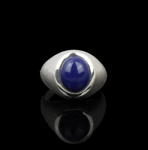 Natural Lapis Lazuli Men's Signet Ring, Handmade Sterling Silver Mens Jewelry - Picture 1 of 5
