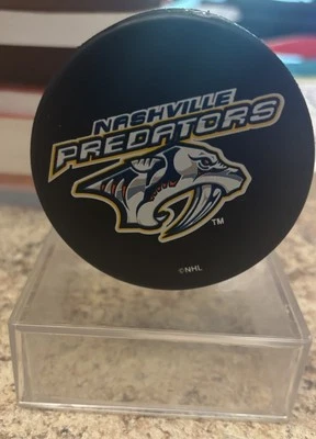 1990's Vintage Nashville Predators NHL Official Puck Retired  Logo W/Case - Image 1 of 4