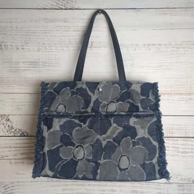 Bolso de Mano Kate Spade Sam Denim Grande Floral Flecos Bolsillo Asa Superior Foto 1 de 4