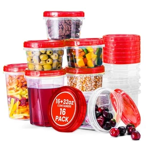 16 PCS Freezer Storage Containers-16 * 32 & 16 oz Plastic Food Storage Contai... - Picture 1 of 7