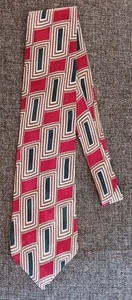 Tie 70s 80s 90s Y2K New Vintage StockMens John Henry Red Green Brown 57 Inches - Picture 1 of 5