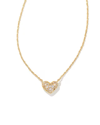 Collar corazón cristal pavé dorado Kendra Scott Ari en circonita cúbica blanca Foto 1 de 2