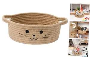 Small Storage Basket, Cute Baskets for Cat Toys, Woven Doy Toy Box 1 Pcs Brown - Picture 1 of 8