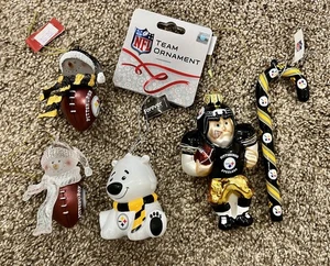 Pittsburgh Steelers 5 decorazioni natalizie pupazzo di neve canna di caramelle orso giocatore NFL - Foto 1 di 2