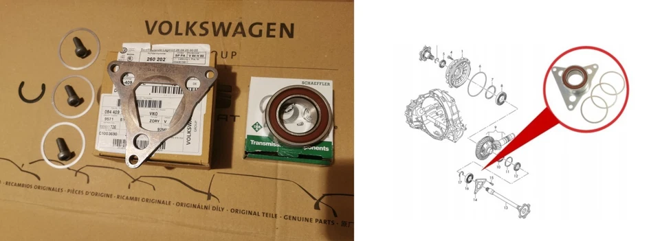 Left side transmission bearing repair kit for Audi A4 A5 S5 A6 A7 Q5 RS4 RS5 - Image 1 of 1