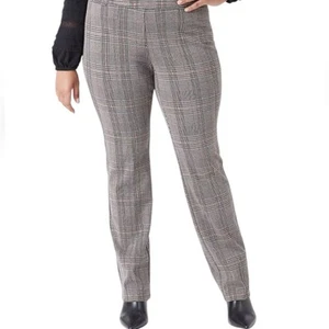 Lane Bryant The Allie Pink Black and White Plaid Straight Leg Pants Plus Size 28 - Picture 1 of 14