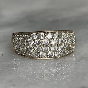 Sparkly Cluster Chunky Band Ring Yellow Gold 9ct 9k - Size M - Picture 1 of 12
