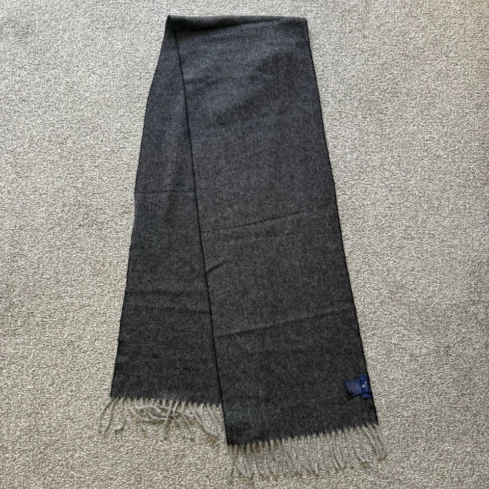 GANT Scarf Lambswool Made In Italy Grey Herringbone Mens - Image 1 of 4