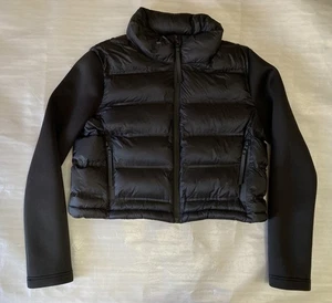 Zara Women's Black Puffer Jacket Neoprene Sleeves Size S Casual - Picture 1 of 13