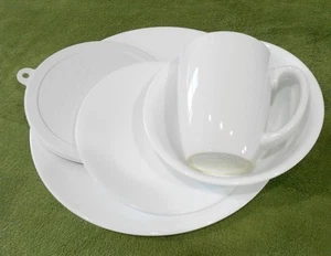 ❤️ NUEVO JUEGO DE VAJILLA BLANCO ESCARCHA INVIERNO CORELLE 30 piezas con tazas y cubiertas de plástico - Imagen 1 de 9