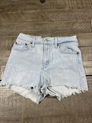 Pantalones Cortos de Jean Levis Para Mujer Talla 26 Azul Denim Tiro Alto Desgastados Corte de Verano Foto 1 de 4