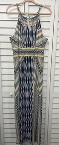 Chico’s Boho Tribal Print Halter Jersey Stretch Maxi Dress Size 3 (US 16/18-XL) - Picture 1 of 9