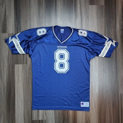 Camiseta deportiva vintage de los 90 Champion Dallas Cowboys Troy Aikman azul para hombre talla 48 XL NFL Foto 1 de 4