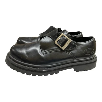 Vtg 90s Y2K Skechers Black Chunky Sz 7.5 Buckle Loafers Shoes Leather - Image 1 of 4