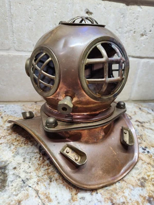 老式潜水头盔~铜深海航海展示 6 英寸 — 第 1/4 张图片
