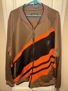 CHAQUETA ABRIGO HOMBRE 5XL STACY ADAMS CREMALLERA COMPLETA TRAJE DE CALENTAMIENTO PISTA NARANJA PROXENETA - Imagen 1 de 13
