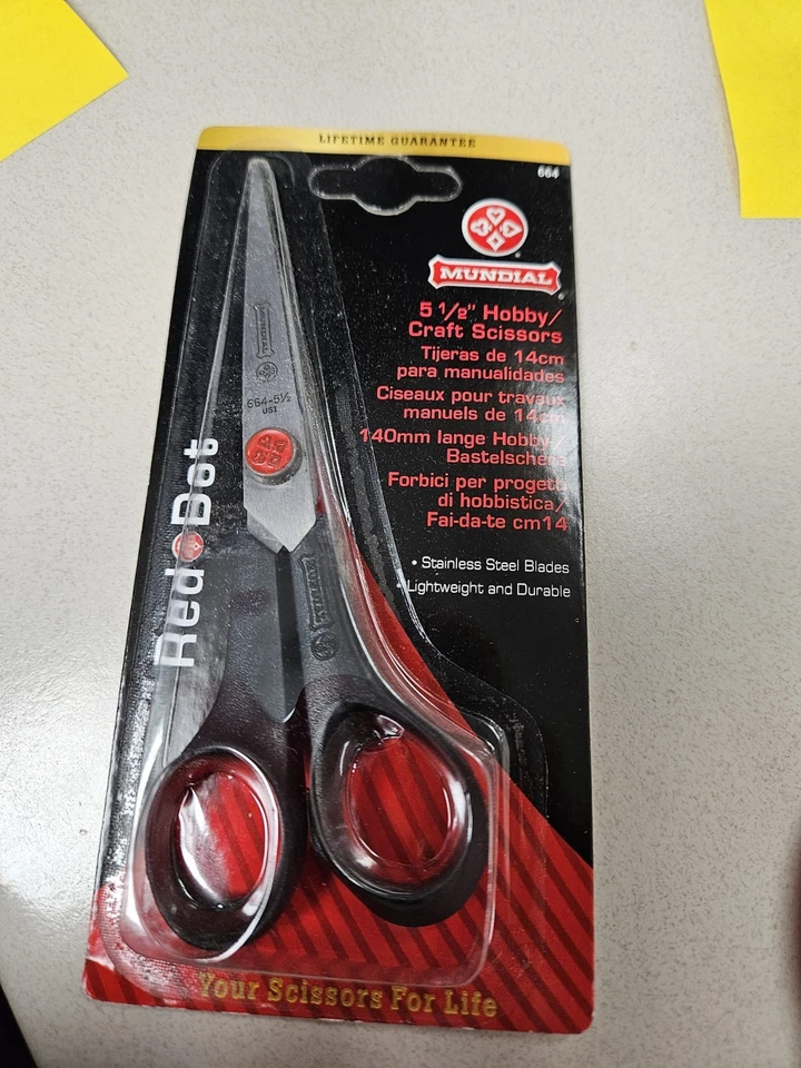 Box of 6 Mundial 5.5 Red Dot Hobby Scissors - Image 1 of 2