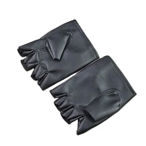 Par de guantes estilo punk para hombre guantes de medio dedo para rendimiento (negro) - Imagen 1 de 12
