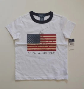 NWT Polo Ralph Lauren Boy's Kids FLAG Short Sleeve T-Shirt SZ 4 White - Picture 1 of 7