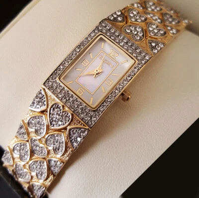 Reloj de vestir Elgin para dama tono dorado, cristales austriacos, EG8012 Foto 1 de 3