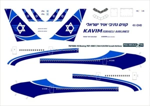 1/144 PAS-DECALS Boeing 767-300 13 KAVIM Israeli Airlines - Picture 1 of 1