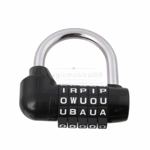 5 Digit letter Secure Combination Lock Password Gym Padlock Black - Picture 1 of 3