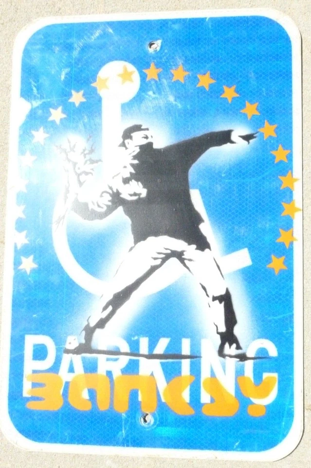 Banksy Original Graffiti Street Sign Painting Street Art Dismaland Traffic RARE - Image 1 of 1