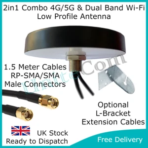 4G/5G LTE & Dual Band Wi-Fi 2in1 Combo Puck Antenna 2.4G 5G Wireless Broadband - Picture 1 of 6