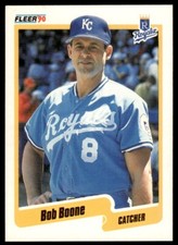 1990 Fleer Baseball Card Bob Boone Kansas City Royals #102