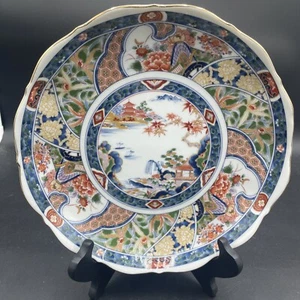 Piatto da portata vintage giapponese Imari Daiki Touen motivo fiori e uccellini - raro - Foto 1 di 11