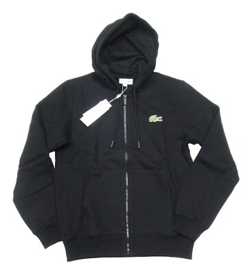 Lacoste Men's Black Embroidered Logo Fleece Lined Full Zip Hoodie - Image 1 of 3