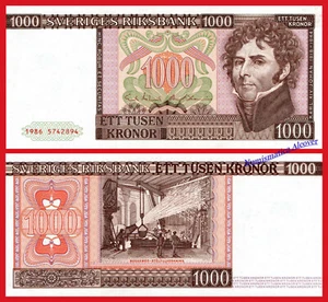 SUECIA SWEDEN 1000 Kronor coronas 1986 Pick 55b SC / UNC - Picture 1 of 3