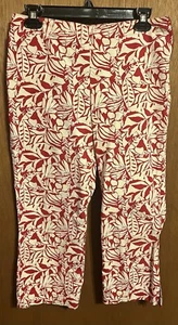Gap Crop Capri Pants Womens Size 4 Red Floral Cotton Stretch Pants - Picture 1 of 4