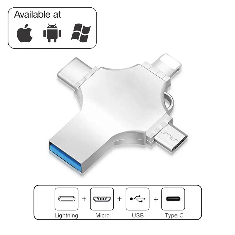 1/2TB USB 3.0 Flash Drive 4 in 1 Memory Stick For iPhone iPad Android PC Type-c - Image 1 of 4