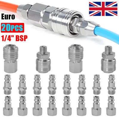D LIAN DONG 20PCS Euro Air Line Hose Fitting Connector Quick Release 1/4'' BSP Male Female