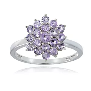 Bague fleur véritable amincissement en argent sterling, taille 8 - Photo 1 sur 4