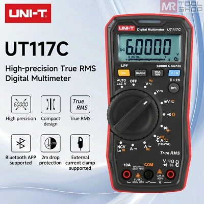 UNI-T UT117C  Bluetooth TRMS Multimeter Digital AC DC 600V Meter LoZ LPF Tester - Image 1 of 4