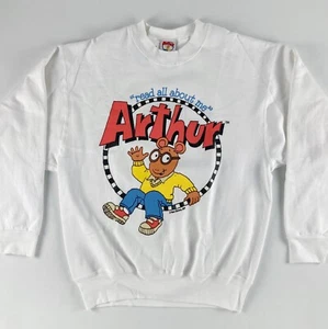 PBS Arthur Sudadera Blanca Adulto Mediana Nueva Con Etiquetas Marc Brown 1997 - Imagen 1 de 7