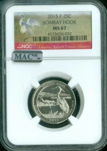 Cuarto de gancho Bombay 2015-P NGC MS67 calidad MAC - Imagen 1 de 2