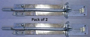 2 x 12" 300mm Galvanizado Brenton Perno Deslizante Enchapado en Zinc Puerta de Jardín Bloqueo D4 - Imagen 1 de 4