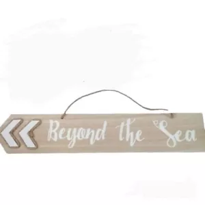 Nautical Wood Sign NEW Nautical And Beach House Theme Beyond The Sea -Hanging - Picture 1 of 9