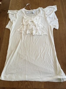 Zara Collection White Tshirt With Bow Ruffle Size Medium - Picture 1 of 4