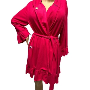 Betsey johnson robe Medium / Large long sleeves 2 Pocket Red - Picture 1 of 7