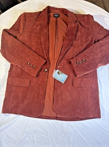 Neu mit Etikett Abbott Elementary Cord Blazer Jacke Large L braun rost Herbst Wert 99 $! - Bild 1 von 15