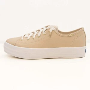 Keds Trainers Gold Womens Triple Kick Metallic Canvas Comfort Classic Holiday - Picture 1 of 6