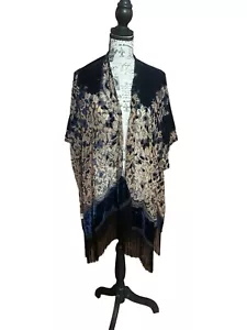 Kimono Boho Blumen Baumwolle Damen Schal Weste Coverup mit Fransen ONE SIZE - Bild 1 von 3