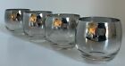 Vintage Queens Lusterware ~ Set Of 4 ~ Mcm Silver Fade Roly Poly Glasses
